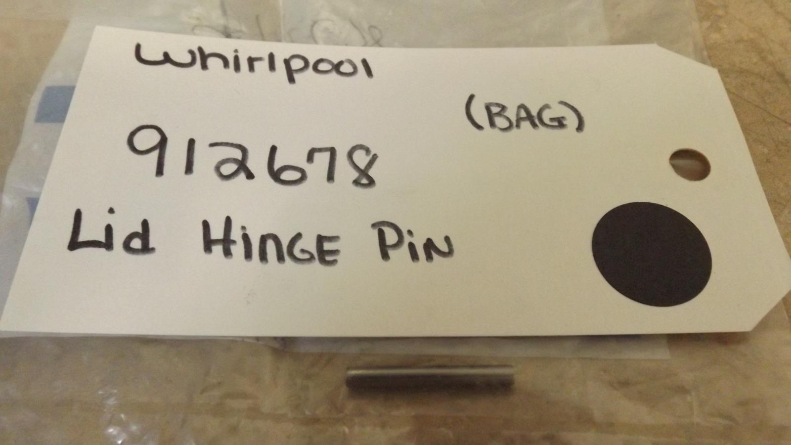 WHIRLPOOL WASHER 912678 LID HINGE PIN (NEW) WHIRLPOOL WASHER 912678 LID HINGE PIN (NEW)
